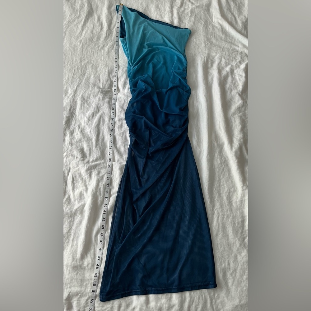 Chic One Shoulder Ombre Blue Dress